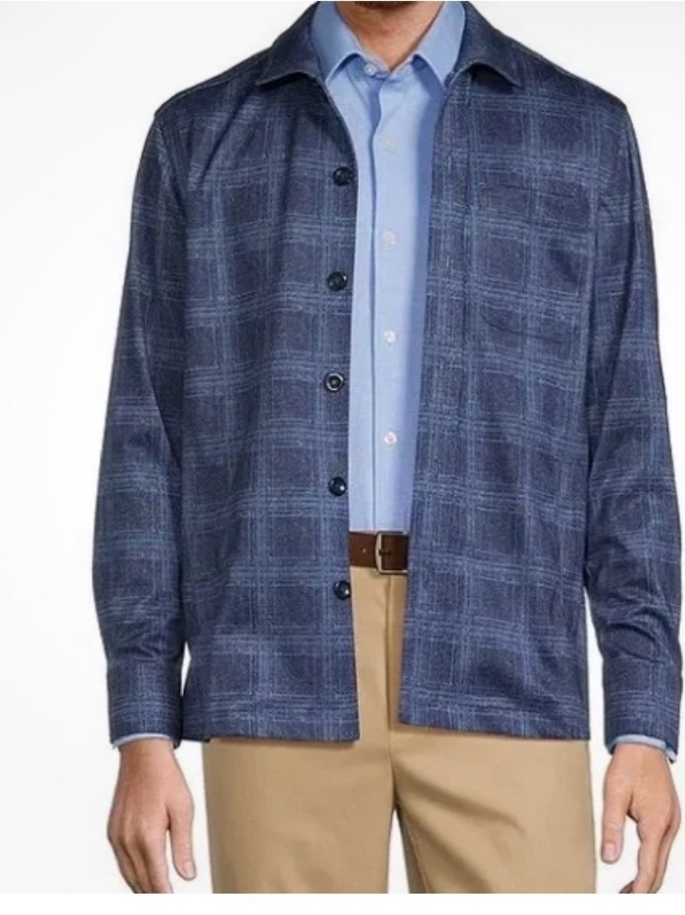 Hart Schaffner Marx men’s Navy Blue Plaid Lightweight Shirt Jacket/Sacket Sz L